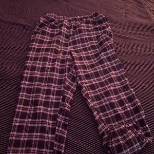 plaid black and white pants